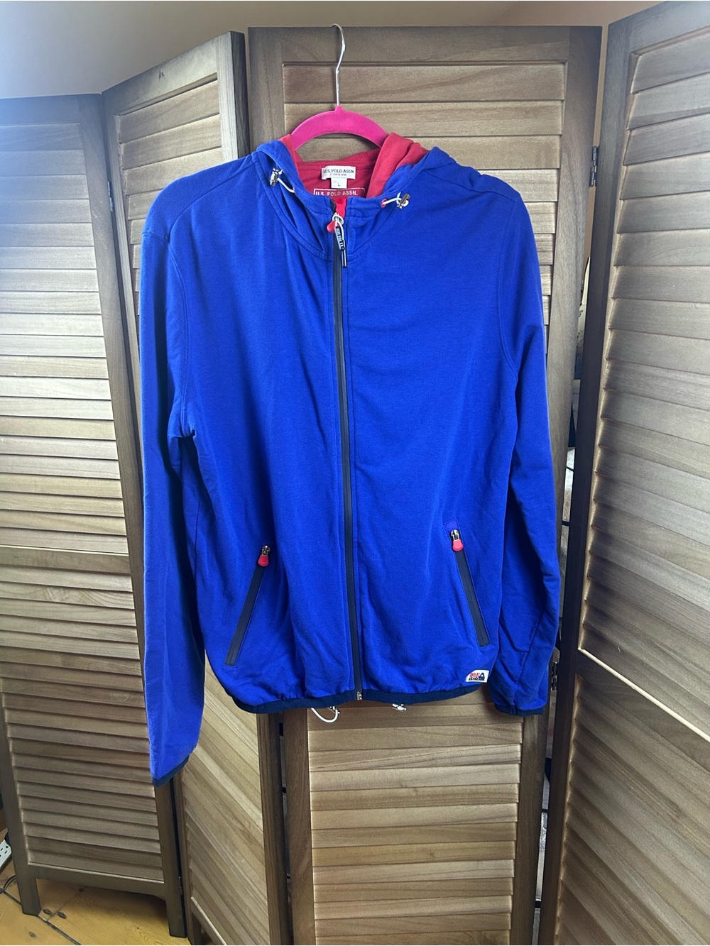 U.S. Polo Assn Heritage Full Zip Hoodie Jacket Blue Red Size Large